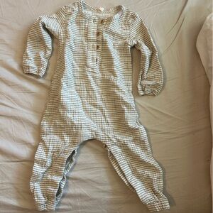 Quincy Mae Cream and Gray Striped Onesie